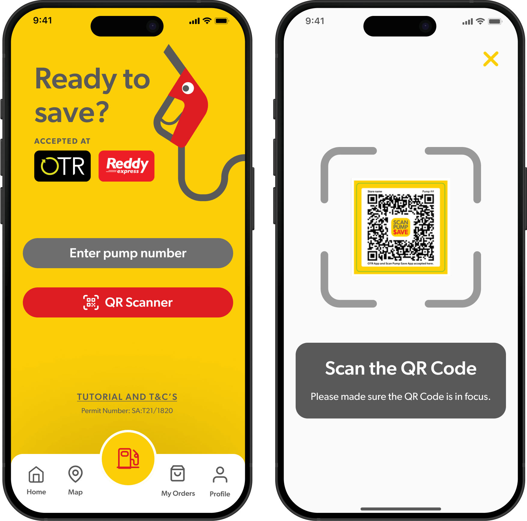 Simply scan the QR code on the pump or enter the pump number manually in the app.
